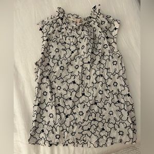 Rebecca Taylor Cream Sleeveless Floral Lace Overlay Top